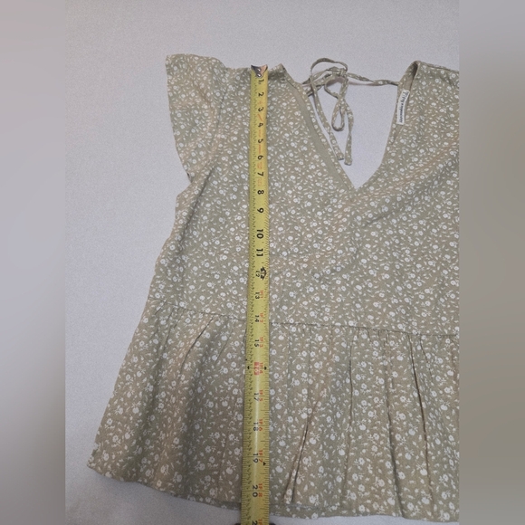 Abercrombie & Fitch Womens Green & White Peplum Back Tie Blouse GUC Size S - Picture 12 of 13